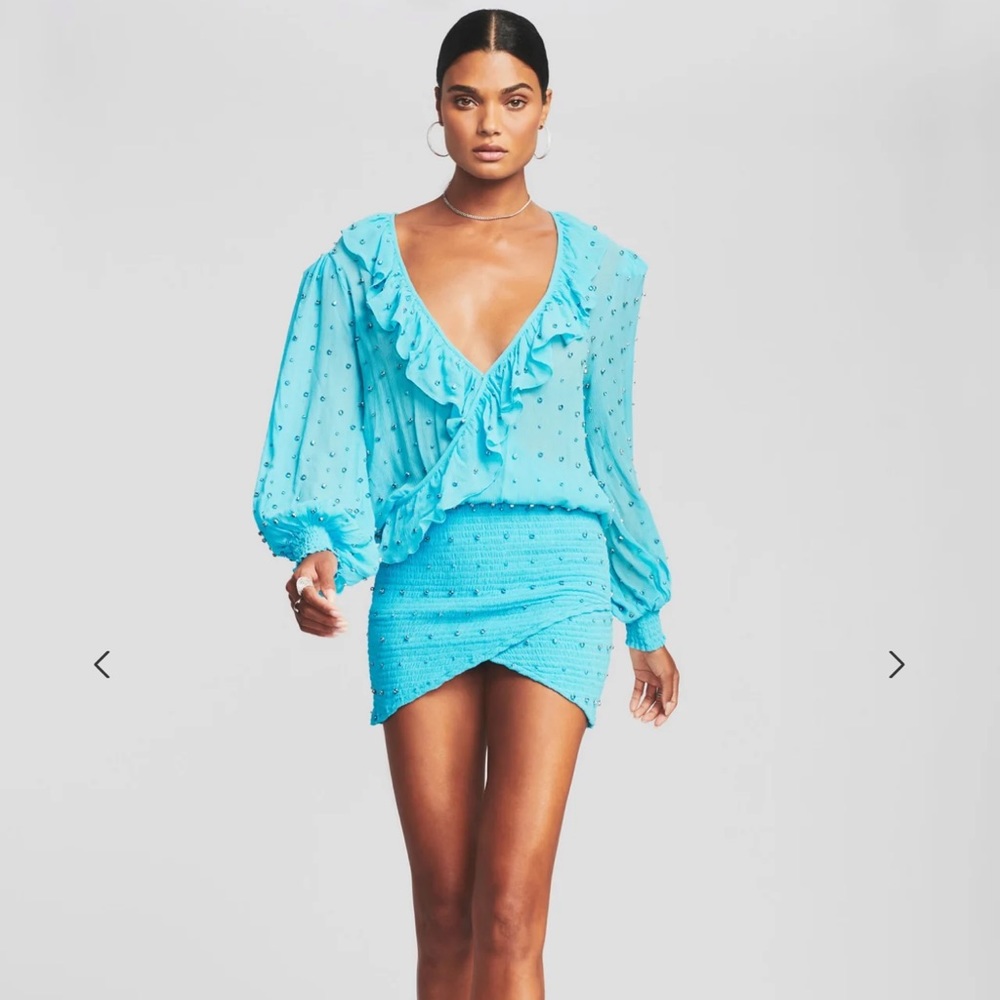 Retrofete LENNON EMBELLISHED SILK CHIFFON DRESS